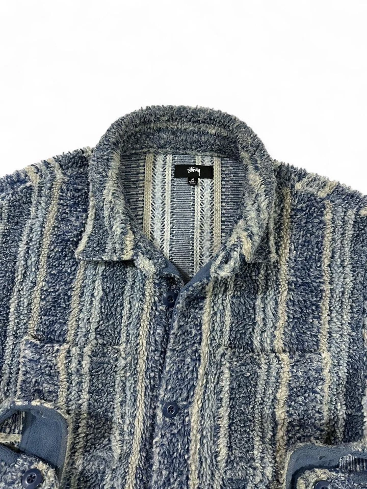 Stussy Striped Sherpa Jacket Size M - Image 3 of 4