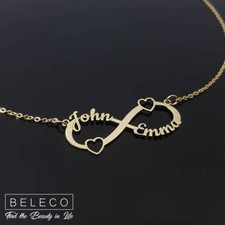 Personalized Infinity Necklace With Name Heart Pendant Custom Women's Gift Charm