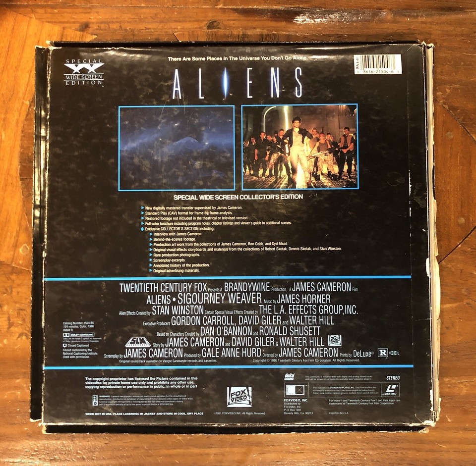 Aliens - Special Widescreen Collector's Edition LaserDisc - 4 Disc Box ...