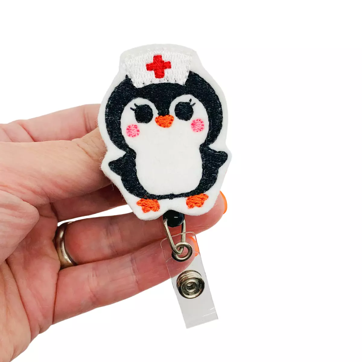 Penguin Nurse Badge Reel Retractable Pediatric RN ID Holder Animal