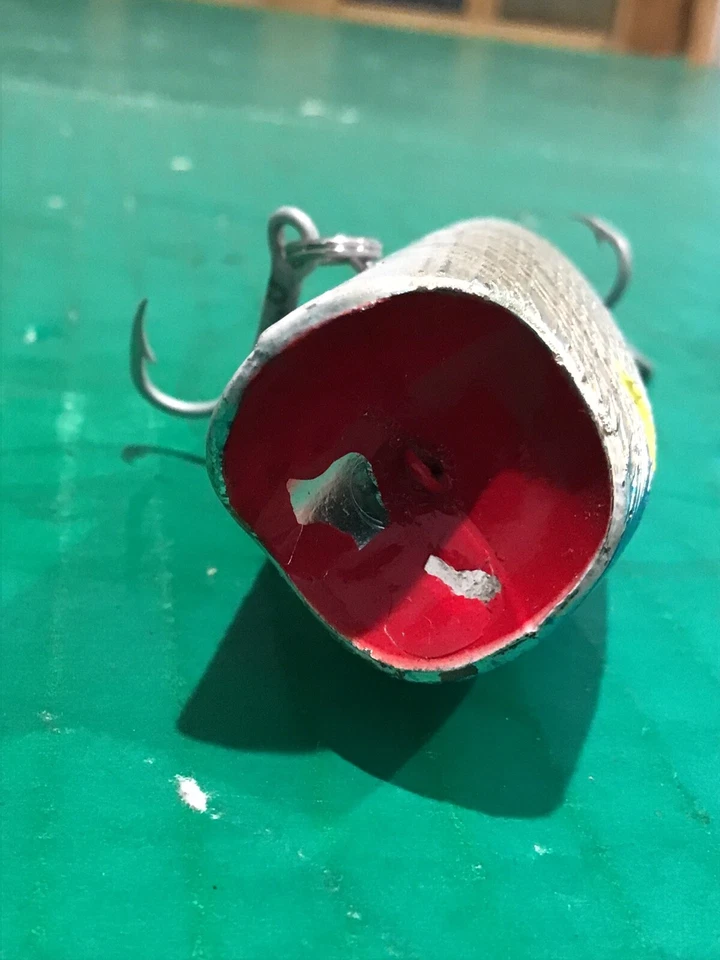 SEÑUELO DE PESCA VINTAGE ANTIGUO 4" REBEL POP-R TOPWATER BASS AZUL CROMO GRANDE Foto 4 de 4