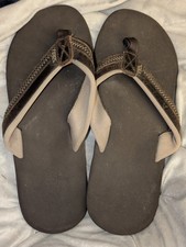 Flojos Men  s Flip Flops   Brown Memory Foam Sandals   Size 10.5 US