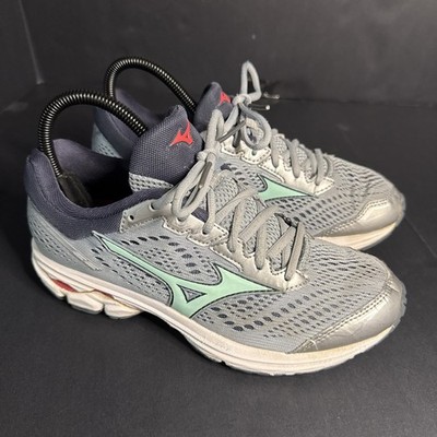 MIZUNO J1GD183135 Wave Rider 22 Women's Blue Gray Green Running Shoes Size 7.5