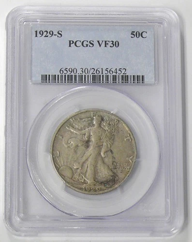 1929-S VF-30 WALKING LIBERTY HALF DOLLAR PCGS - BETTER DATE COIN