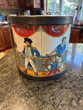 Vintage Ohio Art Tin Lithographed Sailor Drum W/Soldiers