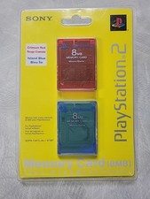 Sony PlayStation 2 8MB Memory Card Red/Blue 2-Pack BRAND NEW SEALED B