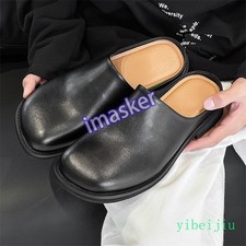 Men's Shiny Leather Slippers Mules Slides Dress Casual Shoes Derby Outdoor Hot