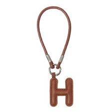 Initial Letter Keychain Cute Leather Keychains with Letter H for Bag Brown