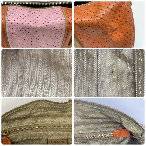 PRADA Saffiano Leather Mini Boston Bag 2WAY Brown Pink BL0649 w/ Strap Card - Picture 19 of 20