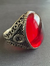 925 Sterling Silver Ring Ruby Ring Vintage Handcrafted Ring Size 9.75 US
