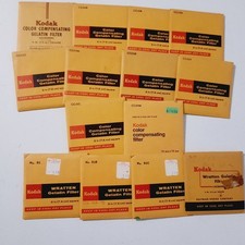 Lot of 14 Kodak Gelatin Filter Frame Color Compensating Wratten Filters 75mm