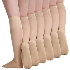 6 Pairs Knee High Stockings for Women, 30D Sheer Nylon Knee High Hose Non Sli...