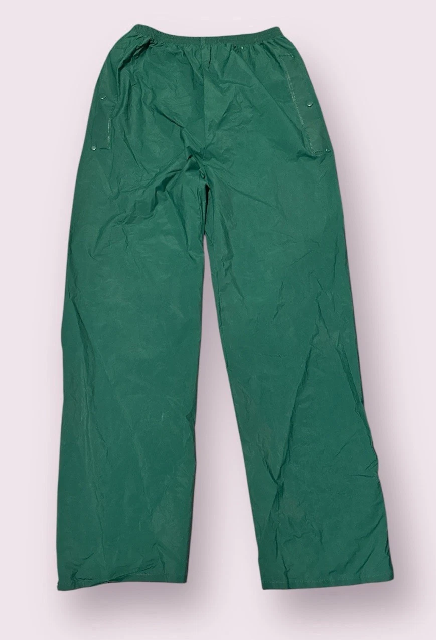 Columbia Sportswear Rain Pants Mens Sz S Green PVC Nylon Waterproof Vintage 90s