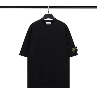 Stone Island Kurzarm-T-Shirt mit Rundhalsausschnitt, einfarbig, neu