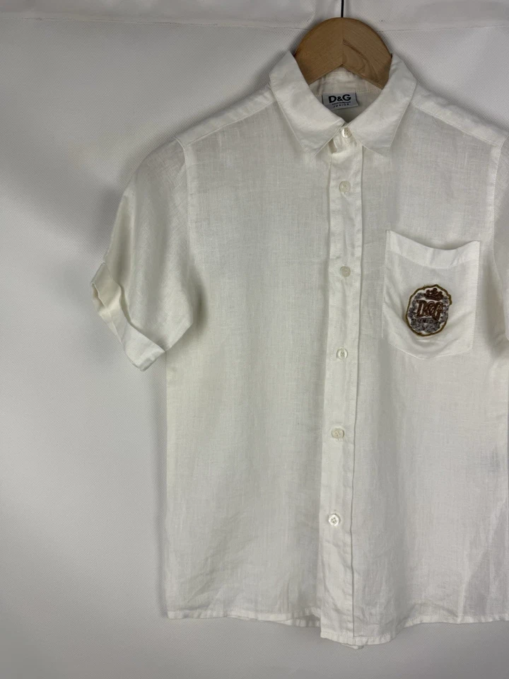 Camisa Dolce & Gabbana Junior Adolescentes Manga Corta Lino Abotonada Talla 12 Y Foto 2 de 4