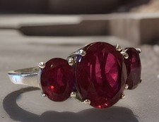 Garnet Trilogy Ring 925 Silver  Size R.5