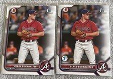 2 BLAKE BURKHALTER RC lot 2022 Bowman Draft 1st Paper + 1st Edition Base Braves
