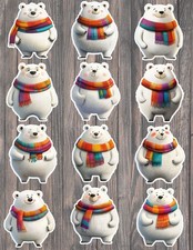 Round Cozy Polar Bear Die Cut Vinyl Stickers Scrapbooking Laptop Waterbottle
