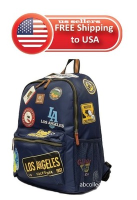 Los Angeles California Stamps Travel Backpack Patches Navy Robin Ruth Bast Gifts