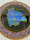 Vintage Bolivia Souvenier Plaque Butterfly Wings and Amethyst Stones 8 Inches — photo 2
