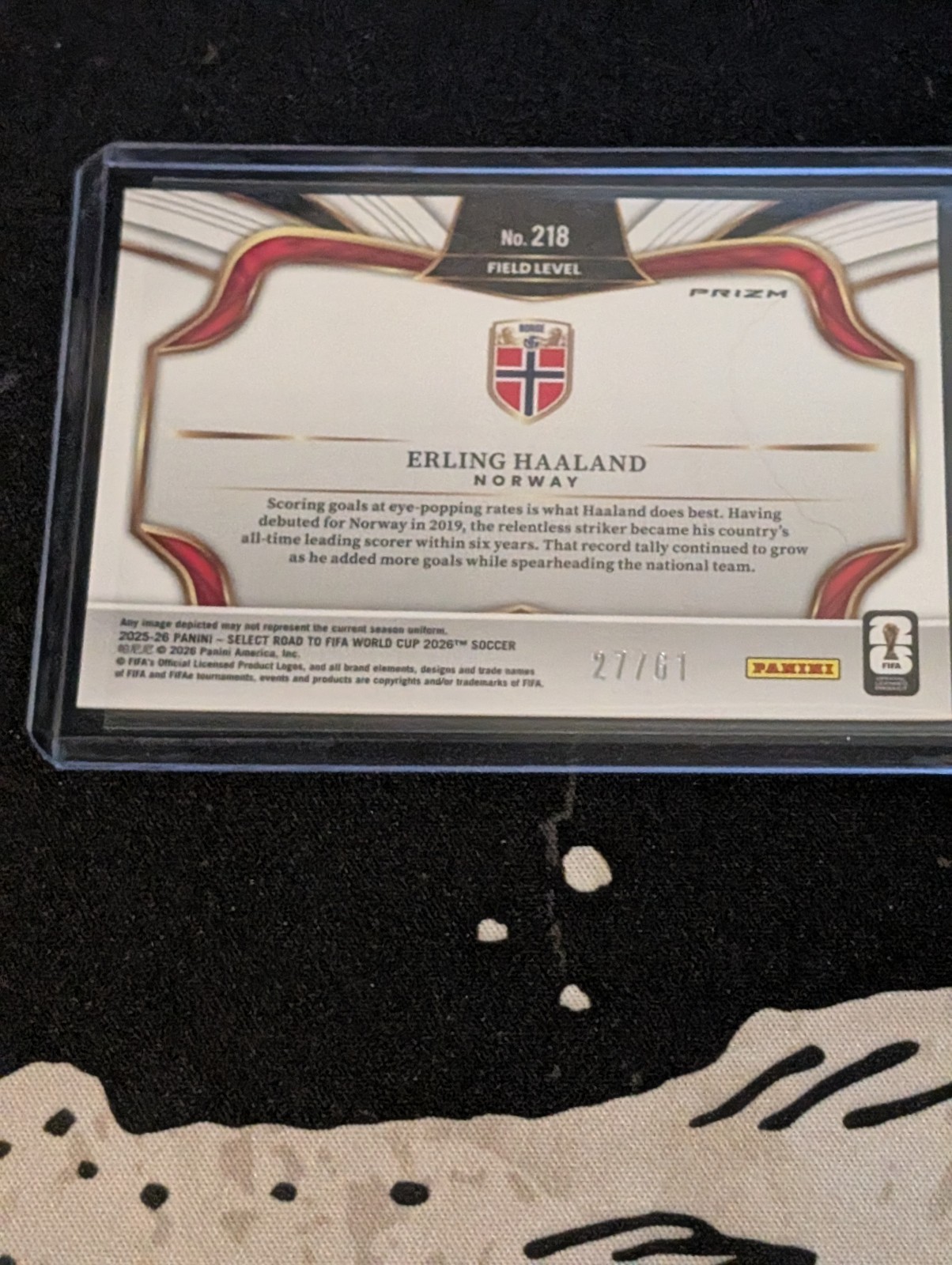 2026 Panini Select World Cup Erling Haaland Panini Logo Prizm /61 #218 view 7
