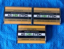 (3) TDK AD-C90 Cassette Tapes (1977, Made in Japan) - ALL NEW - 2 Sealed, 1 Not