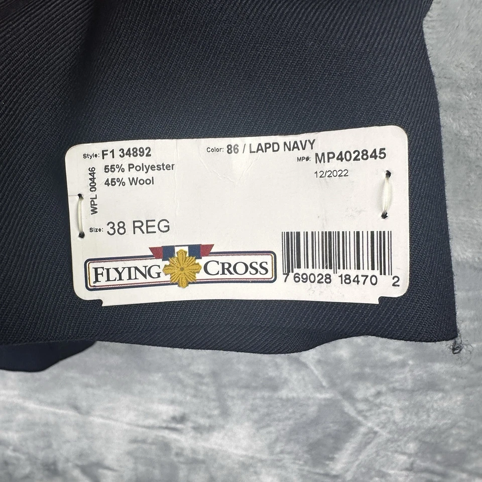 Flying Cross Navy Double Breasted Dress Blazer 38 Regular Wool Polyester Blend - Image 2 of 4