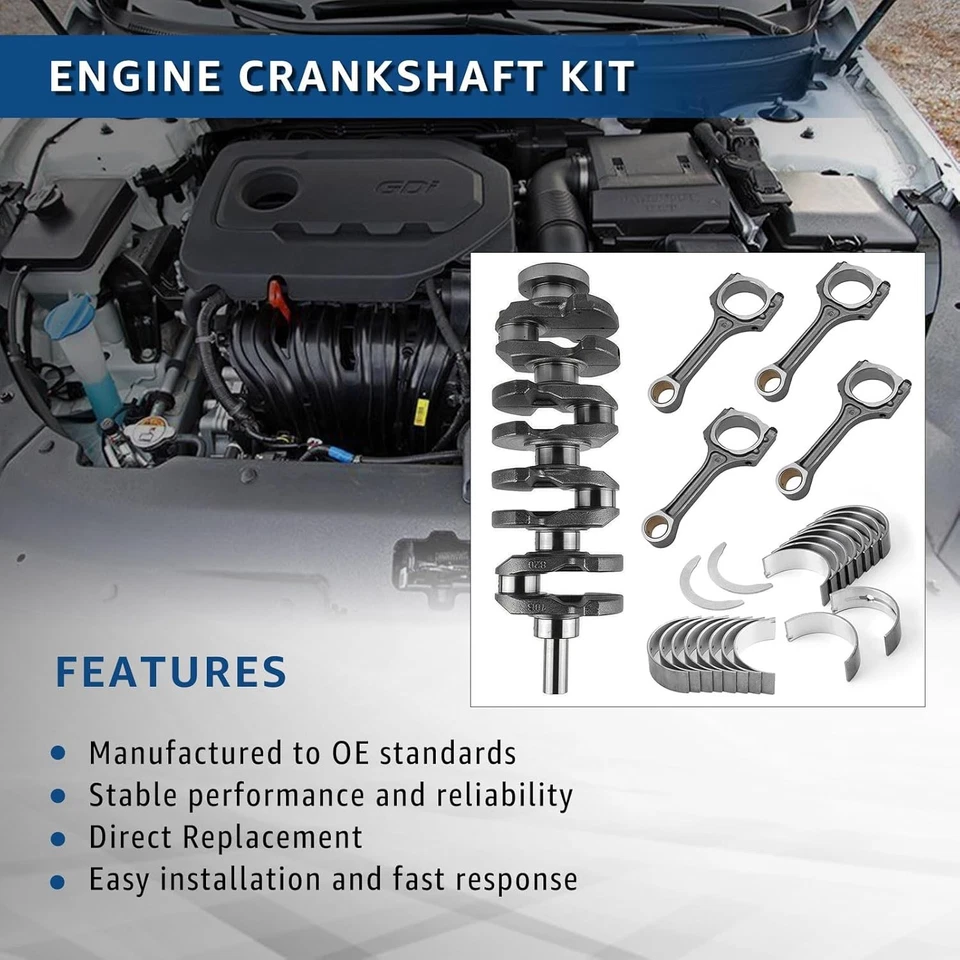 Crankshaft kit +Piston For Hyundai Genesis Coupe Sonata Kia Optima Sportage 2.0L Foto 3 de 4