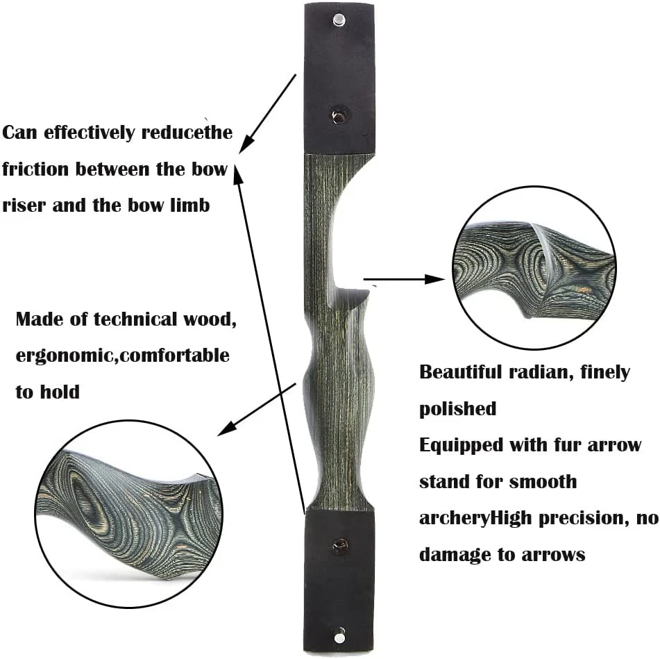 Juego de arco recurvo de derribo de 60" flechas de tiro con arco caza americana cazador negro Foto 3 de 4