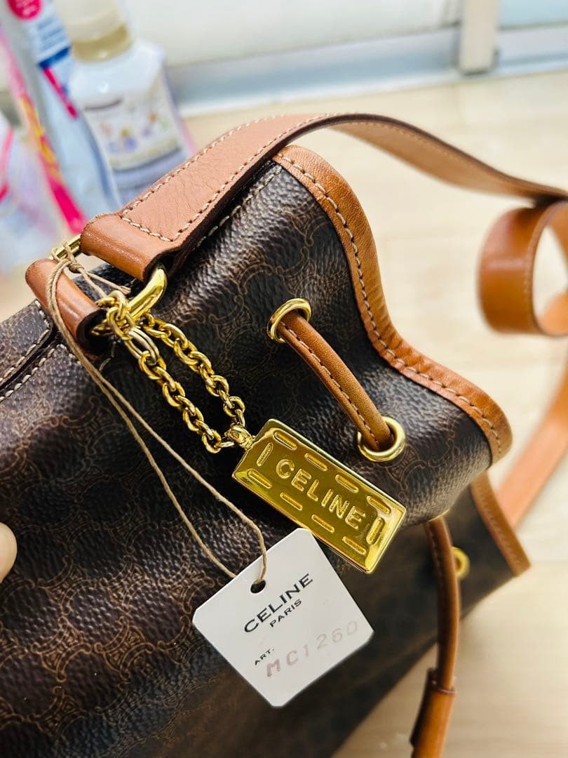 Unused [CELINE] Macadam Pattern Drawstring Should… - image 5