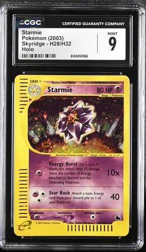 CGC 9 MINT Starmie H28/H32 Skyridge Holo Swirl Pokemon Card