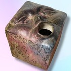 VTG Face Sneeze Open Mouth Lips Tissue Box Cover Holder Glazed Ceramic Sculpture