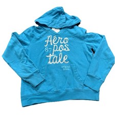 Aeropostale Girls Pullover Hoodie Sweatshirt Sz XL Blue Silver Glitter Logo
