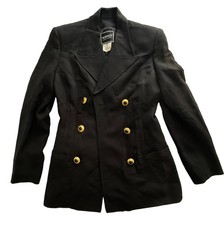 Vintage 90s Versace Jeans Couture Double Breasted Blazer Black Gold Buttons M