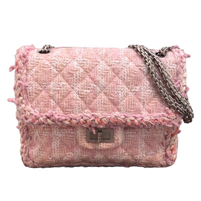CHANEL 2.55 Chain Shoulder Pink Tweed Shoulder Bag #1908