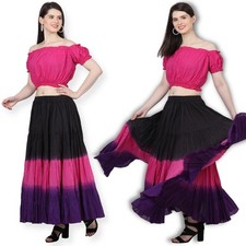 Women's 25 Yard, 4 Tiered Bohemian, Flamenco, Gypsy Triple Color Skirts