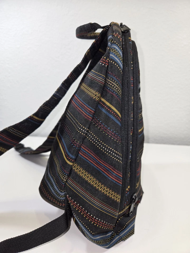 Dakine Black Backpack Bag Small 14in Zip Sections Inner Pockets Pen Slots Stripe - Image 3 of 4