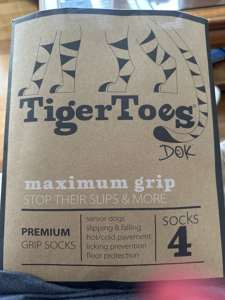 Tiger Toes 4 Piezas Calcetines Antideslizantes Protectores de Pata Gris Talla Grande Nuevos Foto 2 de 4