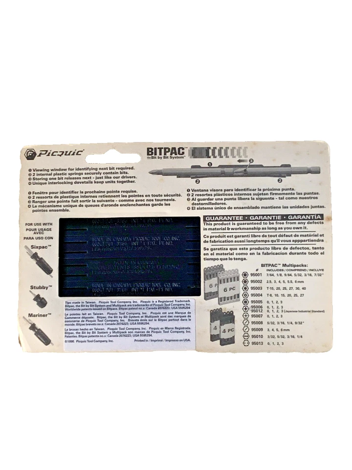 PICQUIC BITPAC POZIDRIV bit set: 4 pc set - #0 #1 #2 #3 - Image 3 of 3