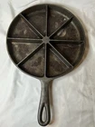 Vintage 1960s BSR Pat Pending Cast Iron 8 Wedge Corn Bread Skillet 9" Diameter