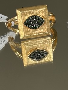 Authentic Rarities Carol Brodie Gold Plated Silver Pave Green Diamond Talisman Ring 7 NWT