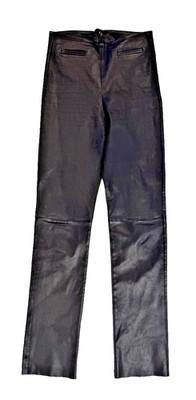 Jean-Claude Jitrois Women s Black Leather Straight Leg Ankle Trousers Size XS
