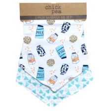 Chickpea Baby Bibs Milk Cookies Bandana Style 2-Pack Cotton Terrycloth Unisex