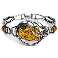 Multicolor Amber Sterling Silver Fashion Bangle Bracelet 19cm Multicolor Amber Sterling Silver Fashion Bangle Bracelet 19cm