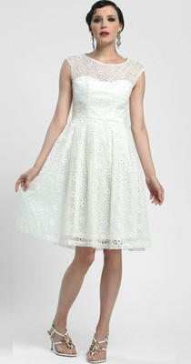 slim fit dress slacks Fit & Flare Dress (White)