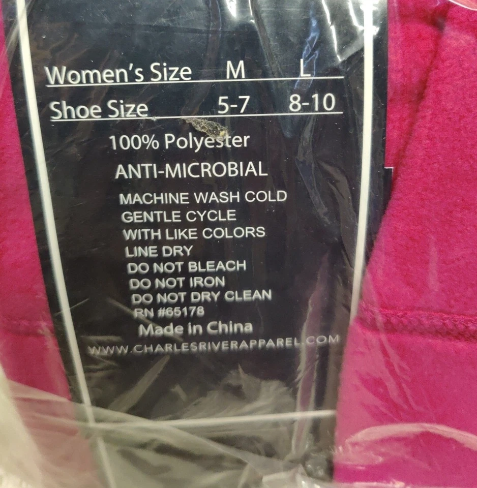 Women's Fleece Boot Socks Charles River Apparel New Englander Sz Large Hot Pink - Image 3 of 4