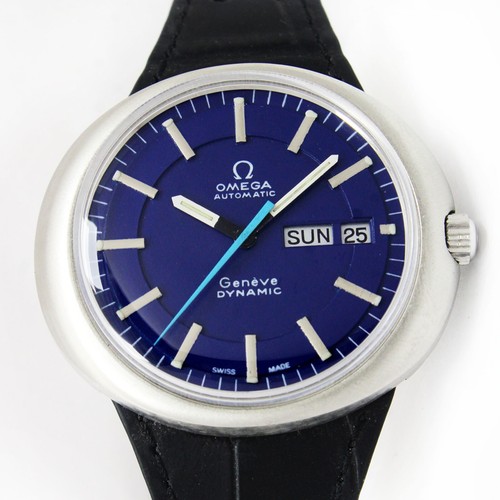 Vintage Omega Genève Dynamic Automatic Blue Dial 41mm Steel Watch C. 1972