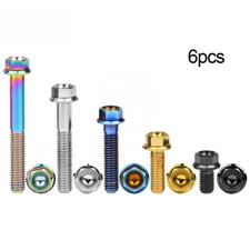6pcs Titanium Bolt M6x10 15 20 25 30 35 40 45 50...100mm Flange Hex Head Screws