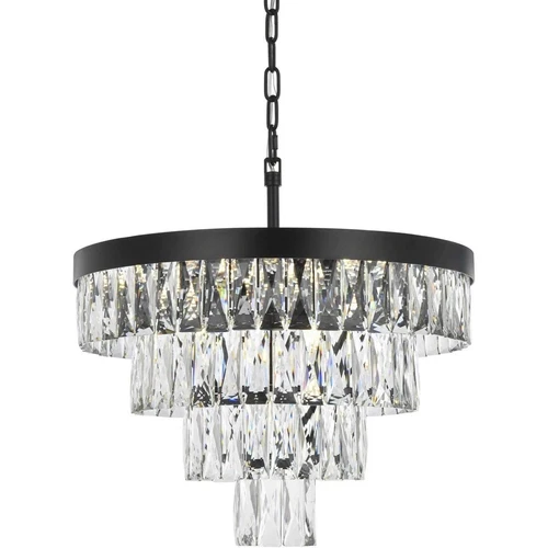 Crystal Chandelier Light Fixture Black High Quality Foyer Modern Dining Room 20" - Picture 3 of 8