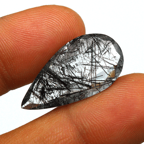 15.55 Cts Natural Tourmaline Rutile Quartz Untreated 27mmx14mm Pear Cut Gemstone - Picture 10 of 11